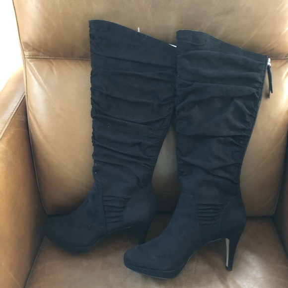 Adrienne Vittadini Faux Suede High Heel Dress Boots 10M - Picture 4 of 11